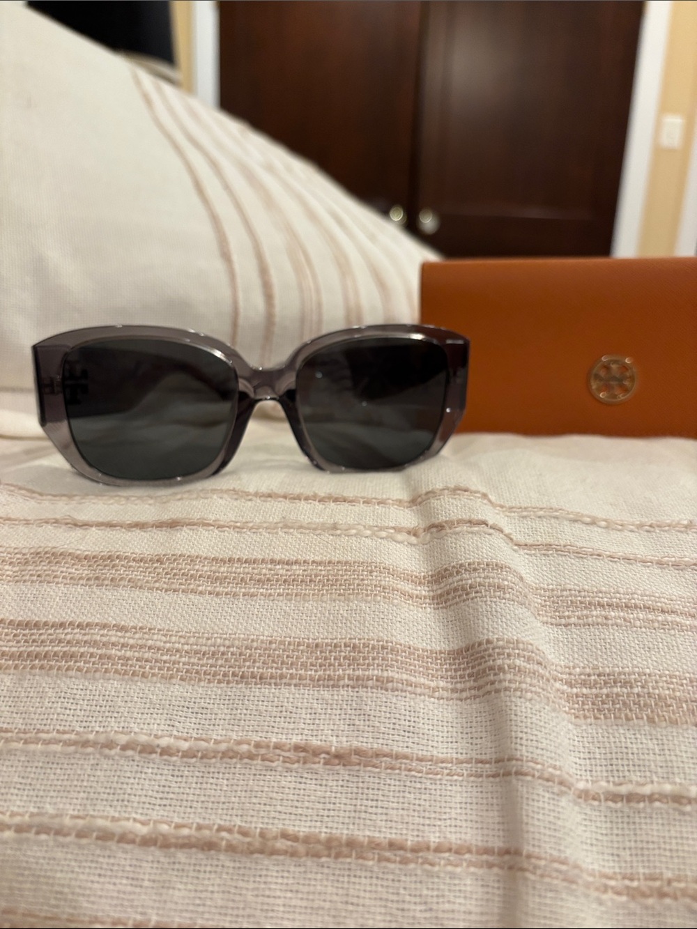 Tory Burch Translucent Gray Oversized Sunglasses